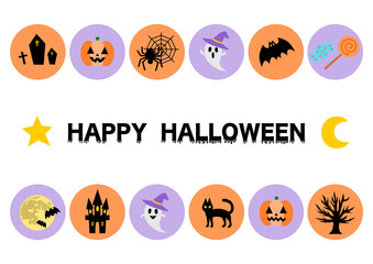 ハロウィンのイラスト: 円形アイコン