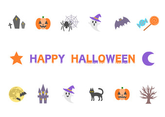 ハロウィンのアイコンイラストセット