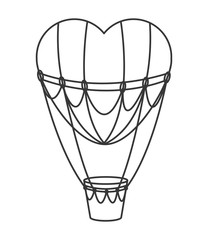 flat design hear hot air balloon icon vector illustration