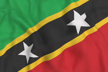 Federation of Saint Christopher and Nevis flag waving