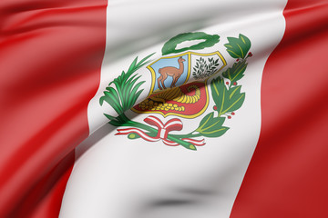Republic of Peru flag waving - obrazy, fototapety, plakaty