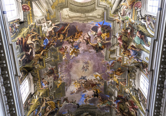  Frescoes of Andrea Pozzo on sant  Ignazio church ceilings, Rome, Ital