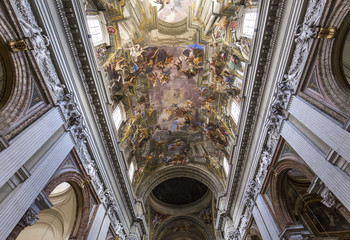  Frescoes of Andrea Pozzo on sant  Ignazio church ceilings, Rome, Ital