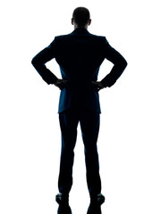business man standing rear view isolated