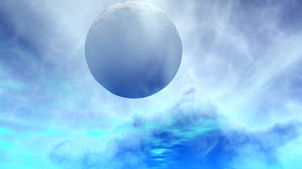 Obraz na płótnie Canvas Sky of stranger planet, 3D rendering