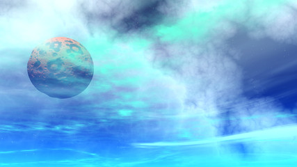 Naklejka na ściany i meble Sky of stranger planet, 3D rendering