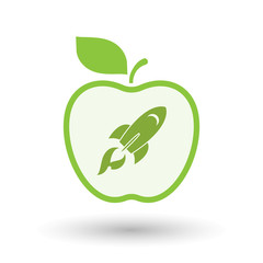Isolated  line art apple icon with a rocket