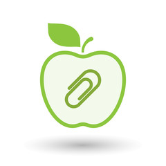 Isolated  line art apple icon with a clip