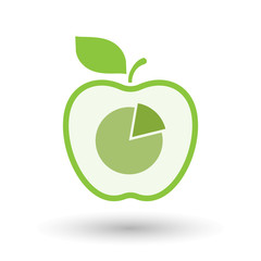 Isolated  line art apple icon with a pie chart