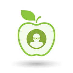 Isolated  line art apple icon with a thief