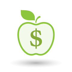 Obraz premium Isolated line art apple icon with a dollar sign