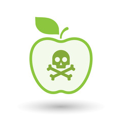 Isolated  line art apple icon with a skull