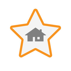 Isolated  line art star icon with a house