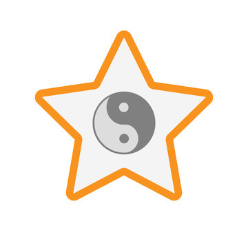 recommend clip art: Isolated  line art star icon with a ying yang