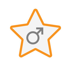 Isolated  line art star icon with a male sign