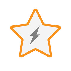 Isolated  line art star icon with a lightning