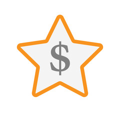 Isolated  line art star icon with a dollar sign