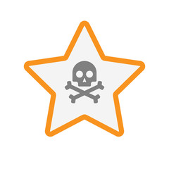 Isolated  line art star icon with a skull