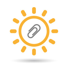 Isolated  line art sun icon with a clip