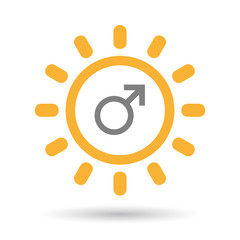 Isolated  line art sun icon with a male sign