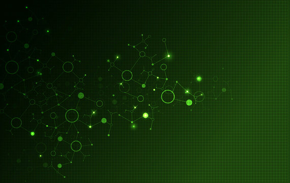 Green science template, DNA molecules background.