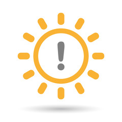 Obraz premium Isolated line art sun icon with an exclamarion sign