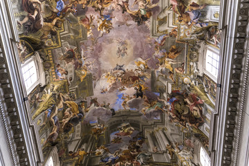  Frescoes of Andrea Pozzo on sant  Ignazio church ceilings, Rome, Ital