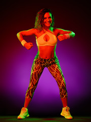 Fototapeta premium woman dancer dancing fitness exercises isolated