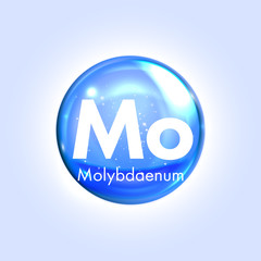 Molybdenum mineral blue icon. Vector 3D drop pill capsule