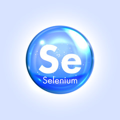 Selenium mineral blue icon. Vector 3D drop pill capsule