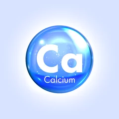 Fotobehang Calcium mineral blue icon. Vector 3D drop pill capsule © Ron Dale