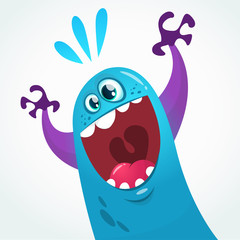 Cute cartoon monster dragon. Vector  character. Excited monster for party decoration © drawkman