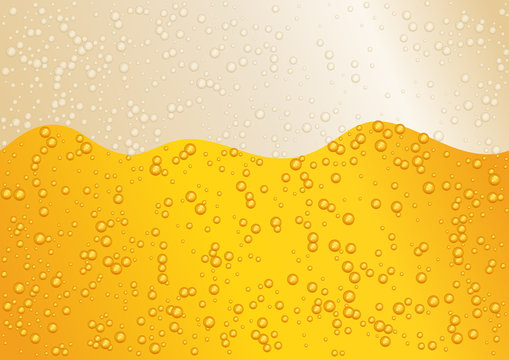 Seamless wide horizon beer background for Oktoberfest. Golden color. Vector illustration EPS 10.