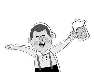 flat design bavarian man with beer icon vector illustration