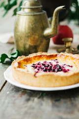 bilberry pie on a linen cloth 