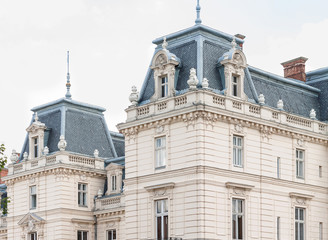 Potocki Palace in Lviv . Detail of the facade .