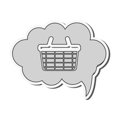 flat design shopping basket within conversation bubble icon vector illustration