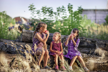 Fototapeta premium Child happy outddoors.