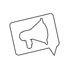 flat design single megaphone within conversation bubble icon vector illustration