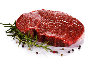 Fresh raw beef on white background 