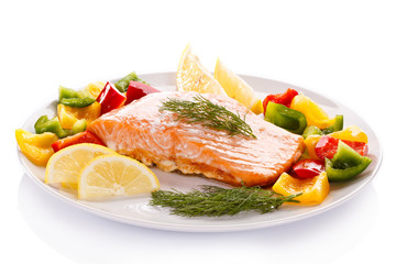 Roasted salmon and vegetables