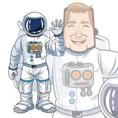 Astronaut man spaceman cosmonaut space cartoon icon. Colorful design. Vector illustration