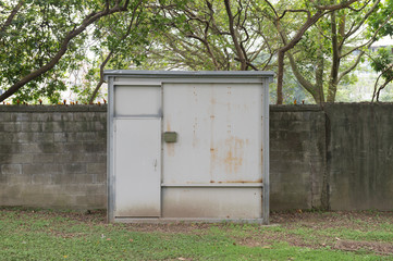 Large blank billboard on a street wall, banners with room to add your own text