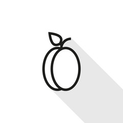 Plum with leaf icon on white background