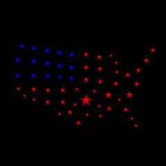 Fototapeta na wymiar Abstract USA map from stars
