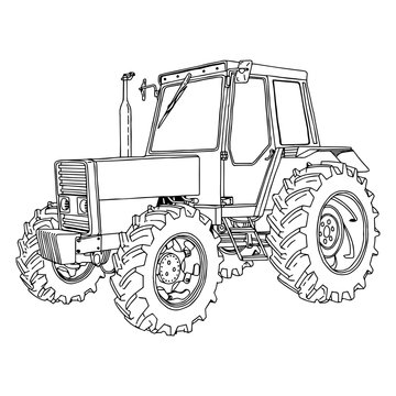 illustration vector doodle hand drawn of a tractor isolated 