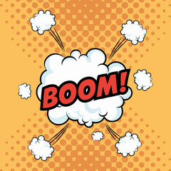 boom explosion cloud cartoon pop art comic retro communication icon. Colorful and pointed design. Vector illustration