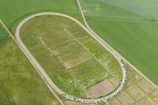 Aerial view of trotting track, Avesta, Sweden