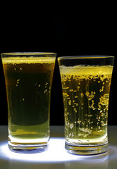 this is Closeup of a glass of fresh foamy beer