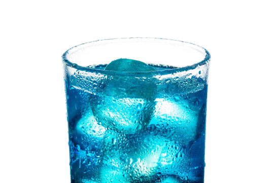 tropical blue alcoholic cocktail isolated on a white background with clipping path